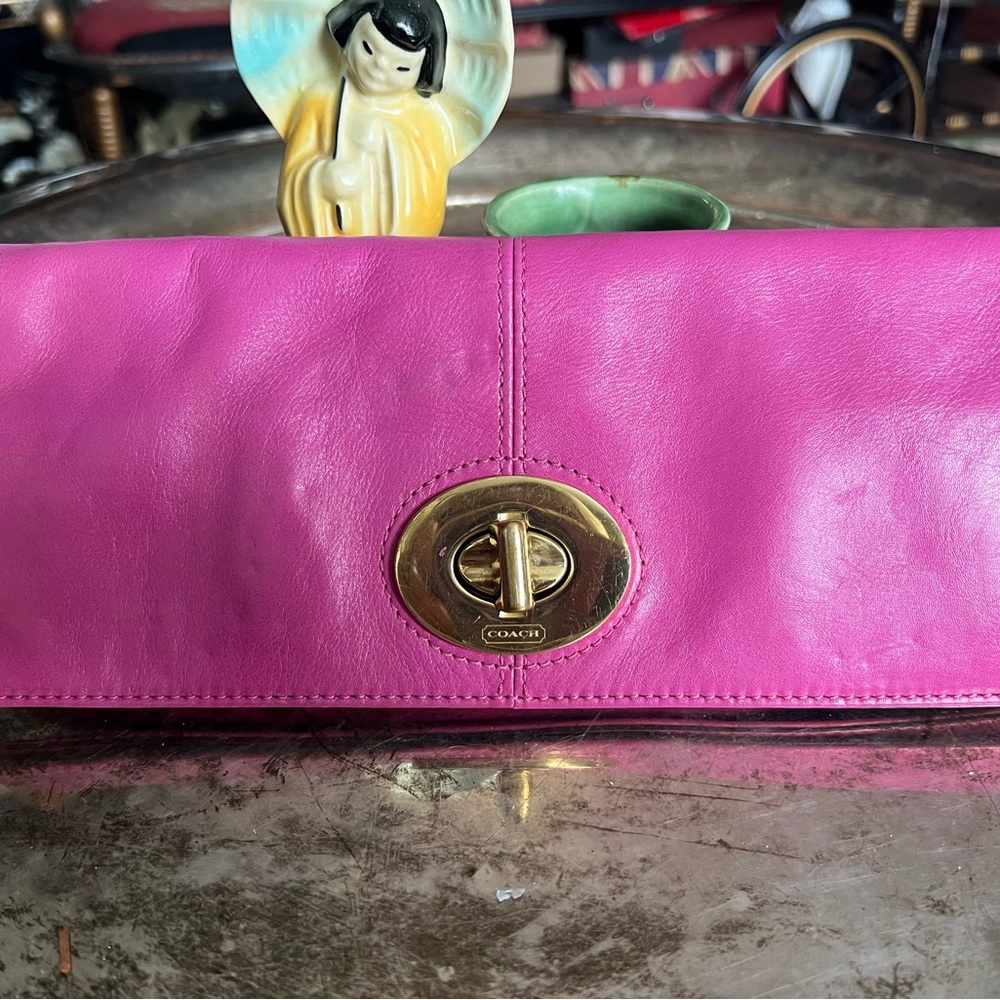 Coach fold-over clutch Soft Genuine Pink Leather